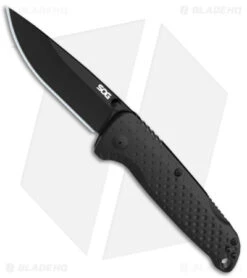 SOG Adventurer LB Blackout Lock Back Knife GFN Black (3.5" Black) 13110157