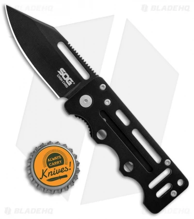 SOG Cash Card Liner Lock Wallet Knife Black (2.75" Satin) EZ4 6 SOG Cash Card Liner Lock Wallet Knife Black (2.75" Satin) EZ4 - Image 4