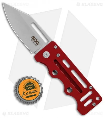 SOG Cash Card Liner Lock Wallet Knife Garnet Red (2.75" Satin) EZ2 6 SOG Cash Card Liner Lock Wallet Knife Garnet Red (2.75" Satin) EZ2 - Image 4