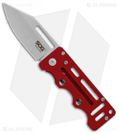 SOG Cash Card Liner Lock Wallet Knife Garnet Red (2.75" Satin) EZ2 3 SOG Cash Card Liner Lock Wallet Knife Garnet Red (2.75" Satin) EZ2