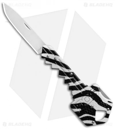 SOG Key Lockback Knife Keychain Utility Zebra (1.5" Satin) KEY-CT 3 SOG Key Lockback Knife Keychain Utility Zebra (1.5" Satin) KEY-CT