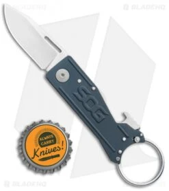SOG Keytron Clip Point Folding Knife Key Chain Gray (1.9" Satin) KT1004-CP -Sog Knives SOG Keytron CP Key Chain Gray Satin KT1004 CP BHQ 104067 jr bottlecap