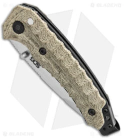 SOG Kiku Spring Assisted Knife Tan Micarta (3.5" Satin) KU-3003 7 SOG Kiku Spring Assisted Knife Tan Micarta (3.5" Satin) KU-3003 -Sog Knives SOG Kiku Assisted Micarta Satin BHQ 124846 jr spine