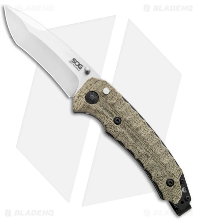 SOG Kiku Spring Assisted Knife Tan Micarta (3.5" Satin) KU-3003 3 SOG Kiku Spring Assisted Knife Tan Micarta (3.5" Satin) KU-3003