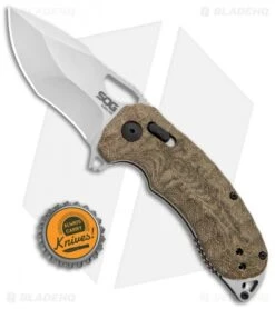 SOG KIKU XR XR-Lock Knife Natural Linen Micarta (3" Satin) -Sog Knives SOG Kiku XR Natural Linen Micarta Satin BHQ 99486 jr bottlecap