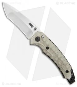 SOG Kiku Spring Assisted Knife Linen Micarta (3.5" Satin) KU-3001