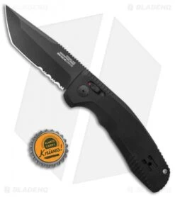 SOG Knives SOG-TAC AU Tanto Automatic Knife Black Aluminum (3.4" Black Serr) 9 SOG Knives SOG-TAC AU Tanto Automatic Knife Black Aluminum (3.4" Black Serr) -Sog Knives SOG Knives SOG TAC AU Auto Tanto Black Black Serr BHQ 119261 jr bottlecap