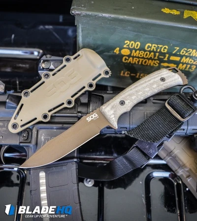 SOG Pillar Limited Fixed Blade Canvas Micarta (5" Bronze Cerakote) 7 SOG Pillar Limited Fixed Blade Canvas Micarta (5" Bronze Cerakote) - Image 5