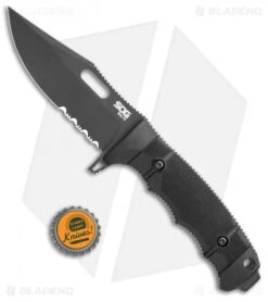 SOG Seal FX Fixed Blade Knife Black GRN Clip Point (4.3" Black Serr) 9 SOG Seal FX Fixed Blade Knife Black GRN Clip Point (4.3" Black Serr) -Sog Knives SOG Seal FX Fixed Black GRN DP Black Serr BHQ 99497 jr bottlecap