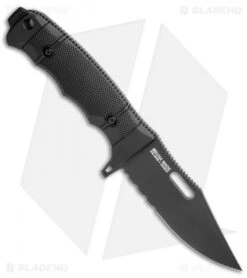 SOG Seal FX Fixed Blade Knife Black GRN Clip Point (4.3" Black Serr) 7 SOG Seal FX Fixed Blade Knife Black GRN Clip Point (4.3" Black Serr) -Sog Knives SOG Seal FX Fixed Black GRN DP Black Serr BHQ 99497 jr spine