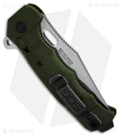 SOG Seal XR Flipper Knife OD Green FRN (3.9" Stonewash S35VN) BHQ Exclusive -Sog Knives SOG Seal XR Flipper XR Lock Knife OD Green FRN 3in SW BHQ 131606 td side lighter1