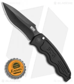 SOG-TAC Automatic Knife Drop Point (3.5" Black) ST-06 9 SOG-TAC Automatic Knife Drop Point (3.5" Black) ST-06 -Sog Knives SOG TAC Automatic Knife Drop Point 3.5 Black ST 06 BHQ 6208 LS Bottlecap