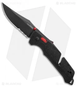 SOG Trident AT-XR Lock Knife Black/Red Clip Point (3.7" Black Serr)