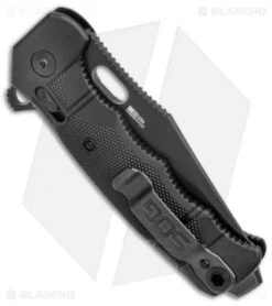SOG Seal XR Flipper XR-Lock Knife Black Nylon (3.9" Black Serrated) -Sog Knives Sog Seal XR Flipper Black FRN Black Serr BHQ 136182 jr side