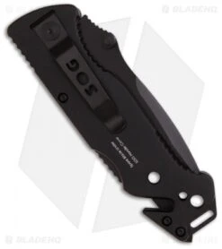 SOG Escape Lockback Knife Black (3.4" Black Serr) FF-25 5 SOG Escape Lockback Knife Black (3.4" Black Serr) FF-25 -Sog Knives sog escape ff 25 back