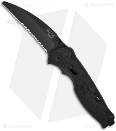 SOG Flash II Rescue Assisted Opening Knife (3.5" Black Serr) TFSA-6 3 SOG Flash II Rescue Assisted Opening Knife (3.5" Black Serr) TFSA-6