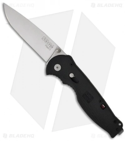 SOG Flash II Assisted Opening Knife Black Zytel (3.5" Satin Plain) FSA-8 3 SOG Flash II Assisted Opening Knife Black Zytel (3.5" Satin Plain) FSA-8
