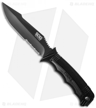 SOG Seal Strike Fixed Blade + Deluxe Sheath (4.875" TiNi Black Serr) SS1003 3 SOG Seal Strike Fixed Blade + Deluxe Sheath (4.875" TiNi Black Serr) SS1003